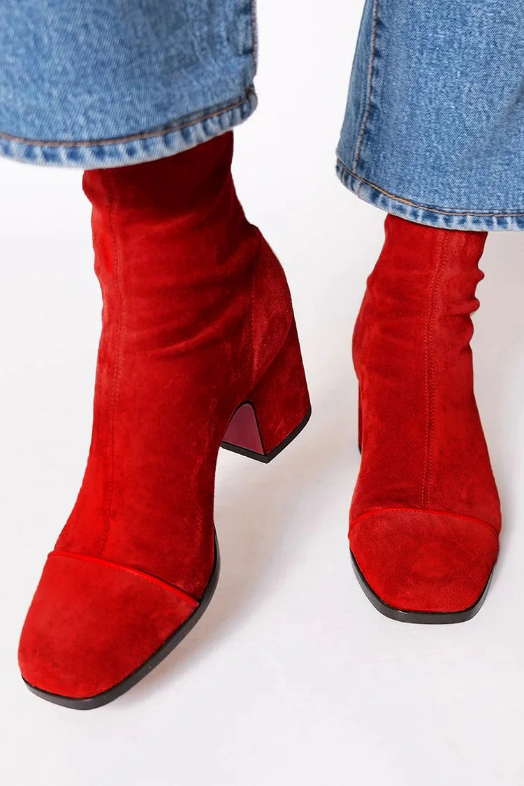 Frances | Square-Toed Ankle Boot with Bold Heel
