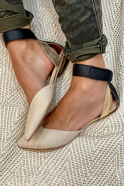 ELENA | Elegant pointed ballerina flats with ankle strap for a refined style