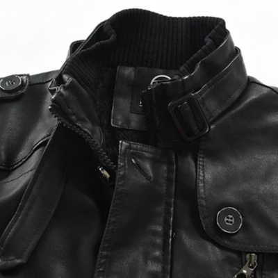 Elegant long leather biker jacket