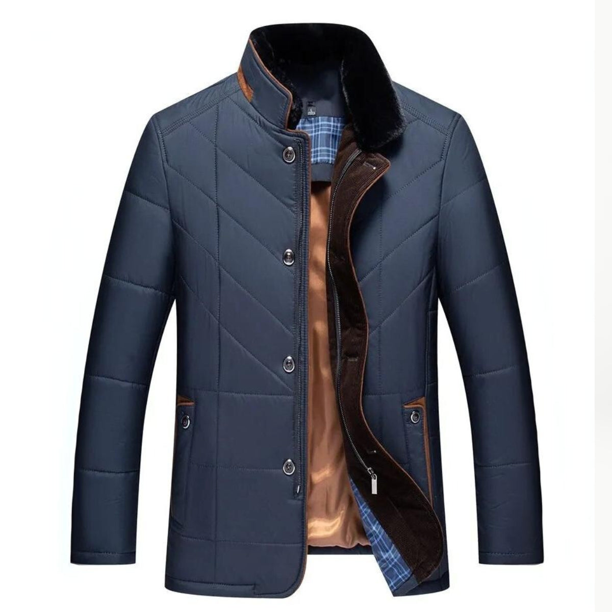 Alden Elegant Winter Jacket-Vest with Stylish Stand-up Collar