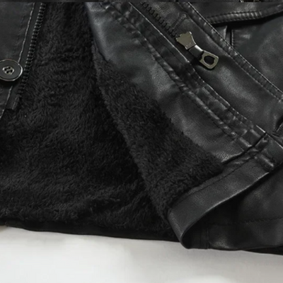 Elegant long leather biker jacket