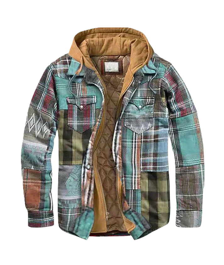 Chic Patchwork Blazer with Elegant Plaid Details