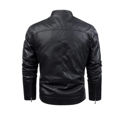 Retro fleece-lined leather jacket