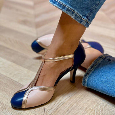 Laya™ | Elegant T-strap low heel with rounded toe, colorful and extremely comfortable