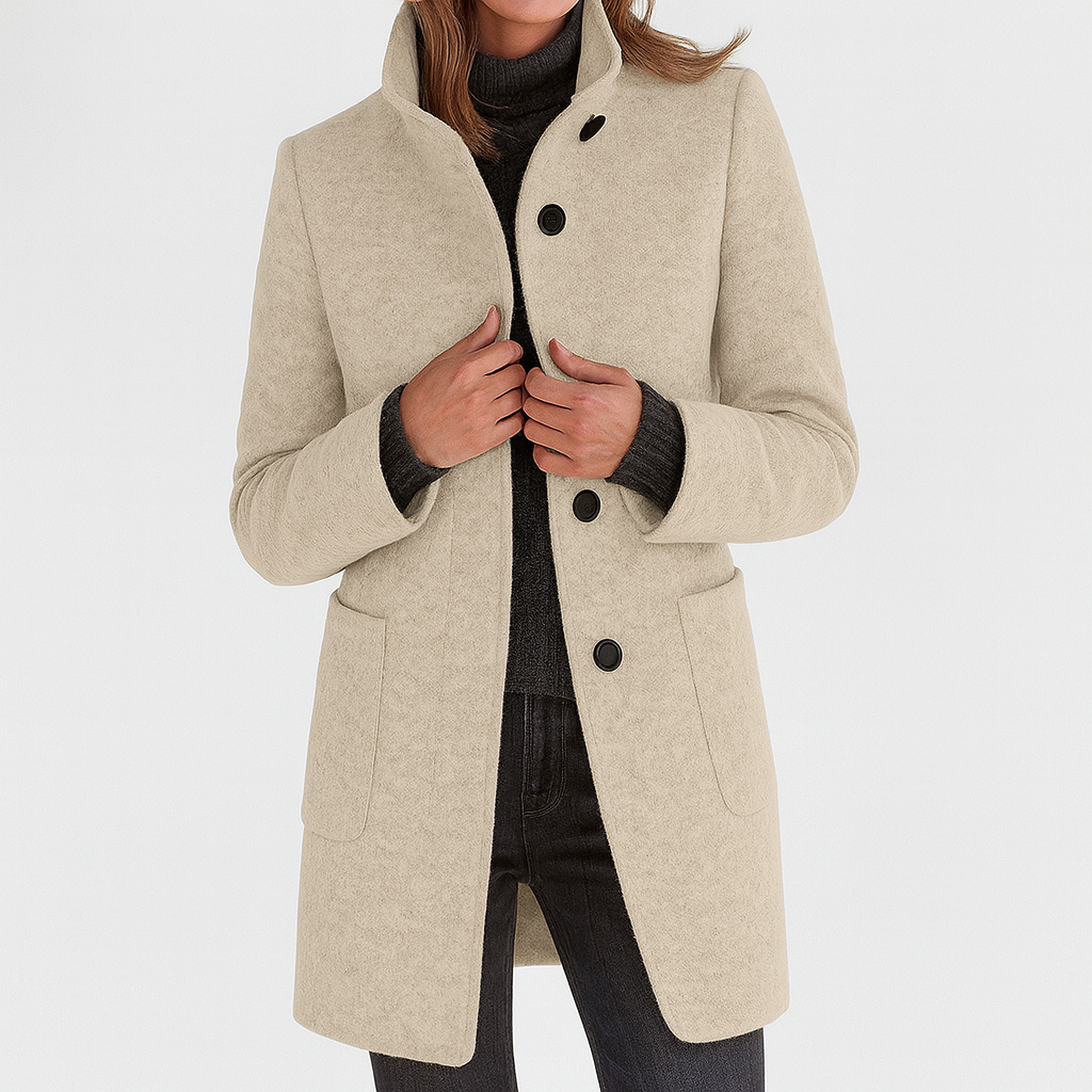 ZUZANA | Women's Long Coat with High Collar