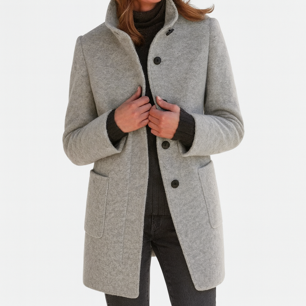ZUZANA | Women's Long Coat with High Collar