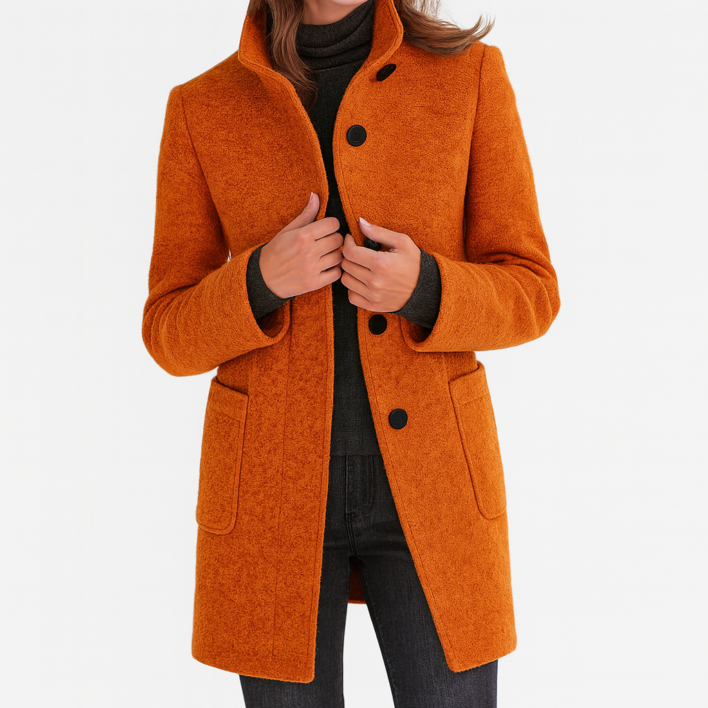 ZUZANA | Women's Long Coat with High Collar