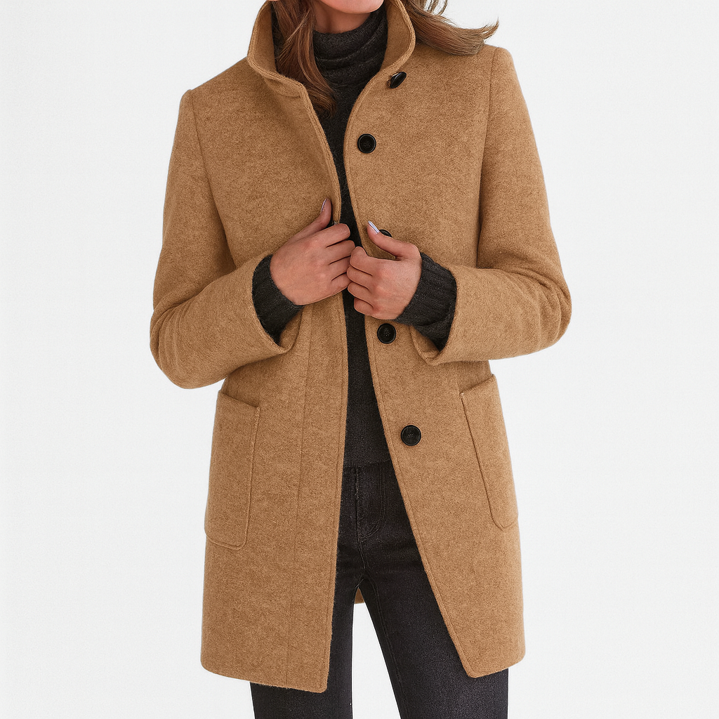 ZUZANA | Women's Long Coat with High Collar