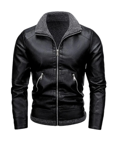 Elegant leather and fleece jacket