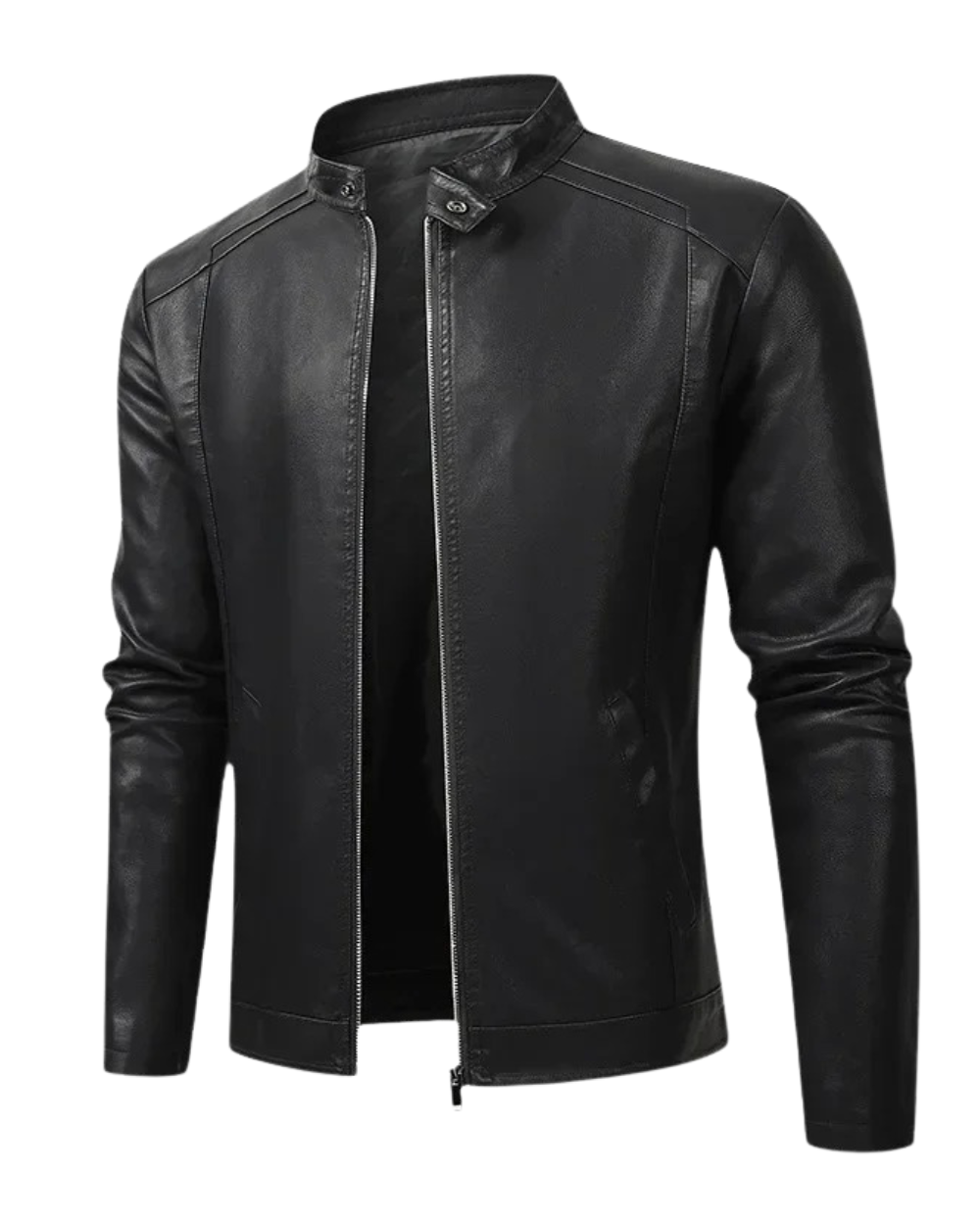 Elegant men's leather biker jacket
