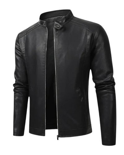 Elegant men's leather biker jacket