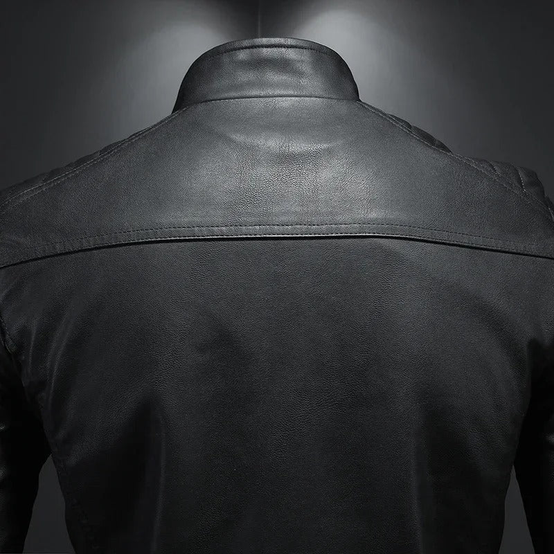 Leather jacket with collar