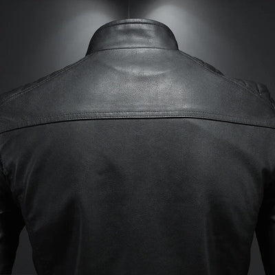 Leather jacket with collar