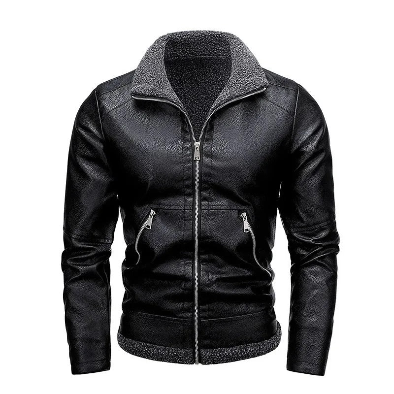 Elegant leather and fleece jacket