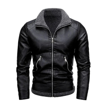 Elegant leather and fleece jacket