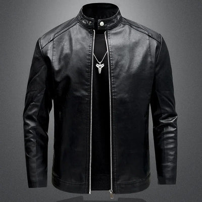 Elegant men's leather biker jacket