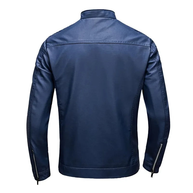 Leather jacket with collar
