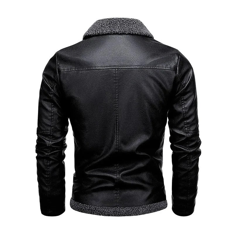 Elegant leather and fleece jacket