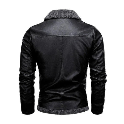Elegant leather and fleece jacket