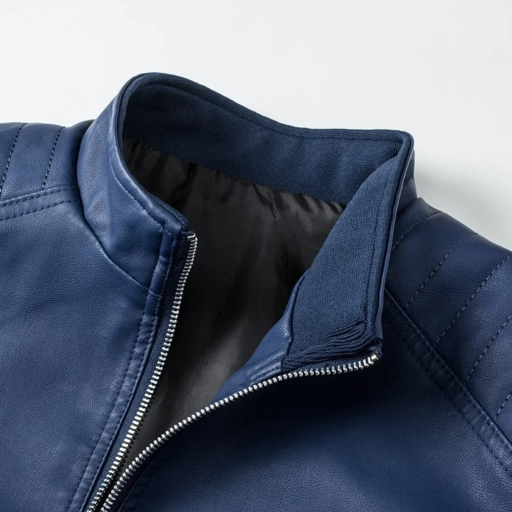 Leather jacket with collar