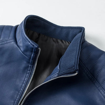 Leather jacket with collar