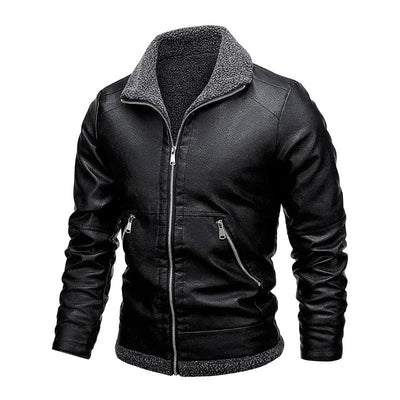 Elegant leather and fleece jacket