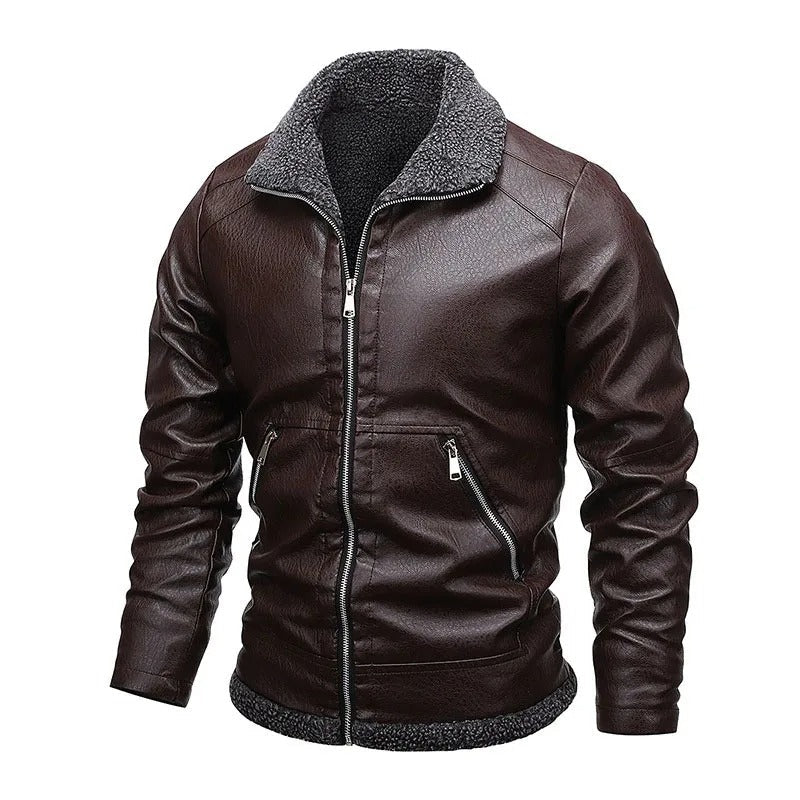 Elegant leather and fleece jacket